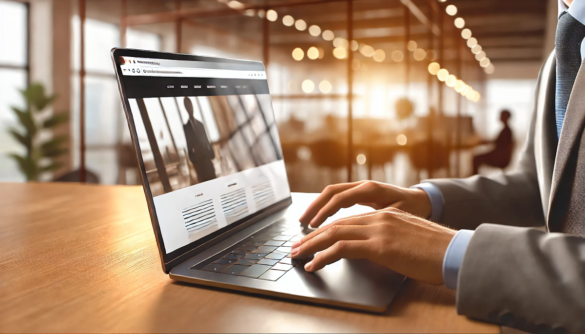 mężczyzna sprawdza stornę internetową firmy