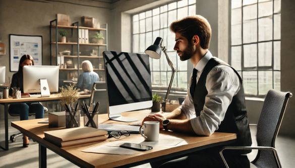 pracownik przy komputerze