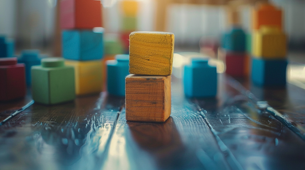 drewniane klocki dla dzieci