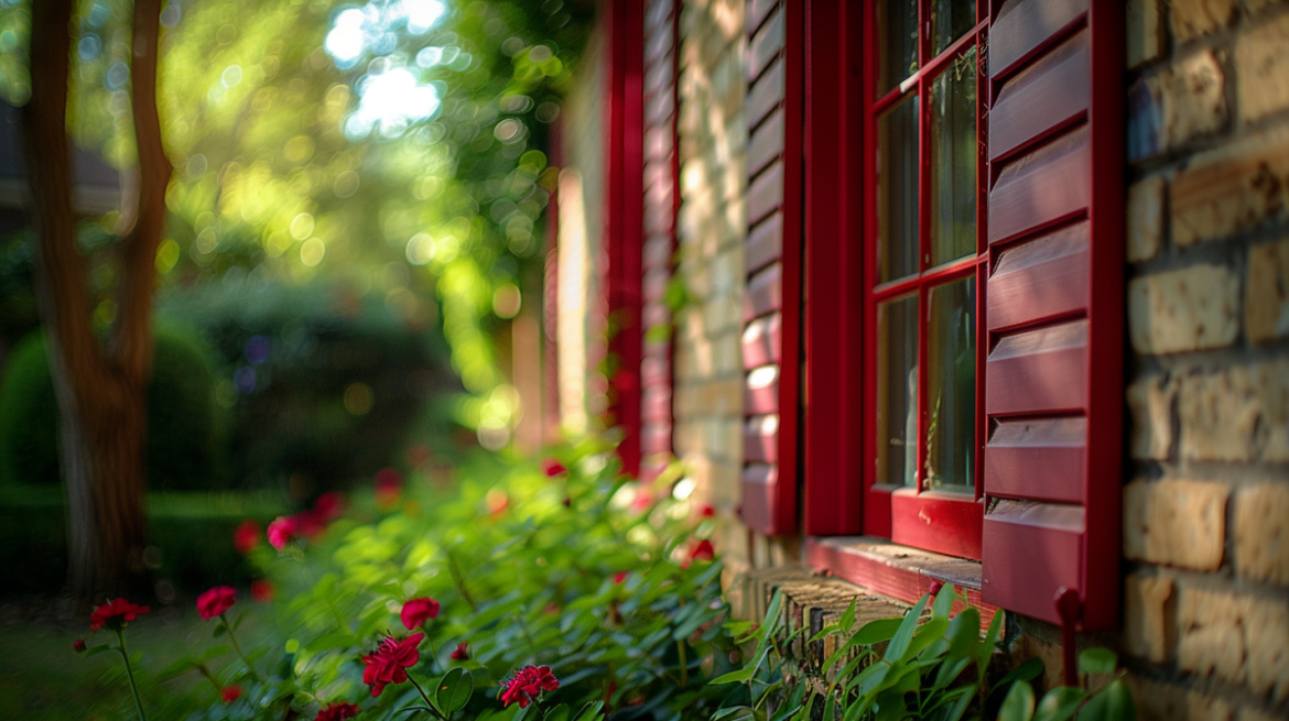 zabytkowy dom z czerwonymi oknami na Nikiszowcu