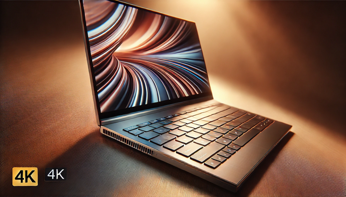 laptop na brązowym tle