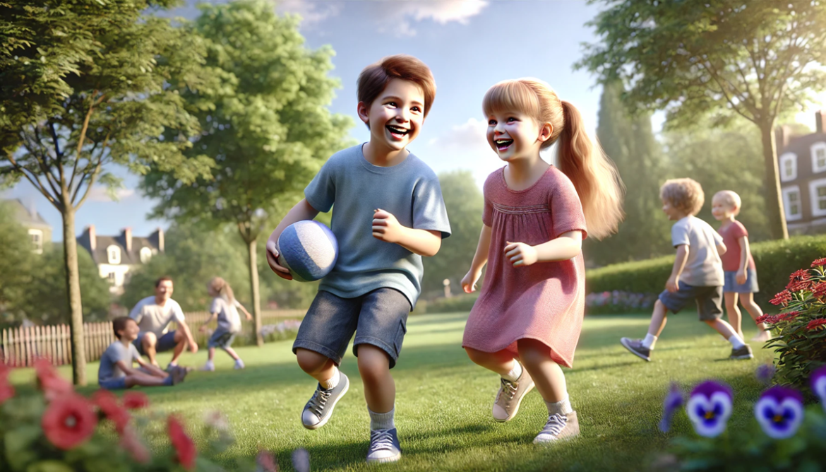dzieci bawią się w parku