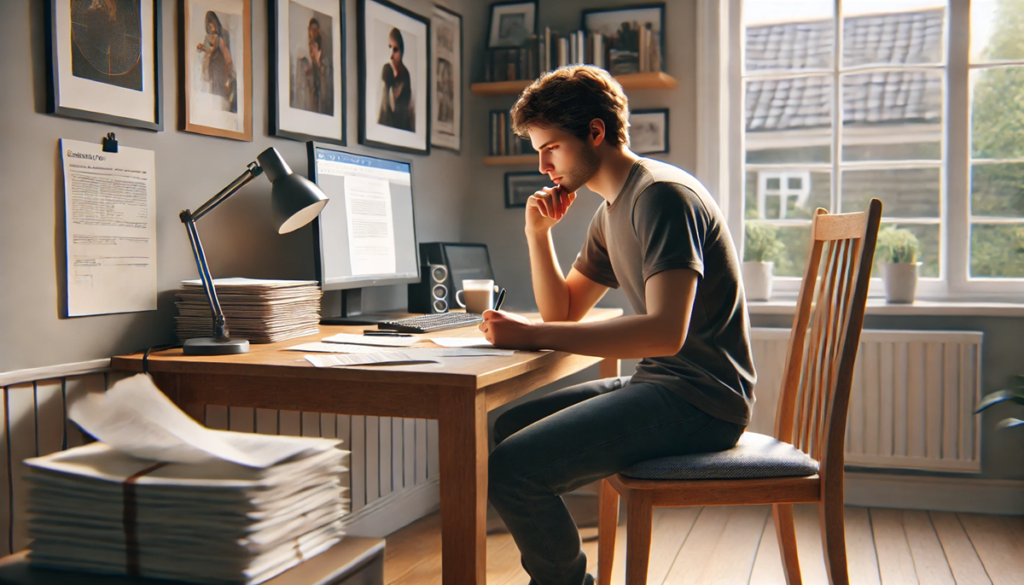 mężczyzna wypełnia wniosek