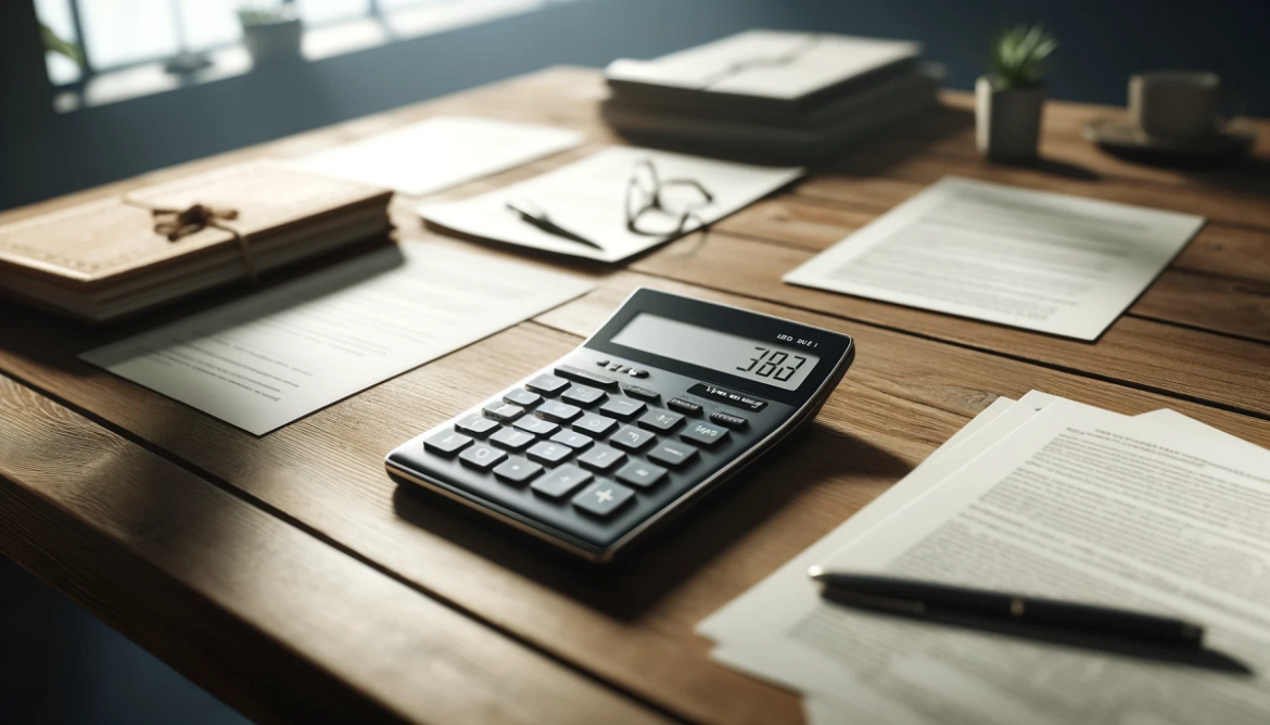 kalkulator i dokumenty leżą na biurku