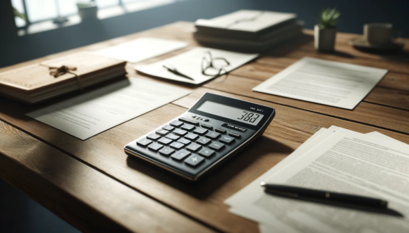 kalkulator i dokumenty leżą na biurku