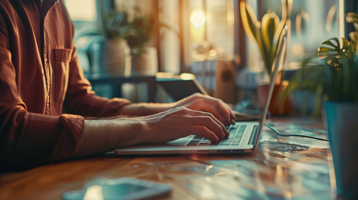 mężczyzna pracuje przy laptopie