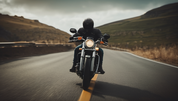 mężczyzna w kasku jedzie na motorze